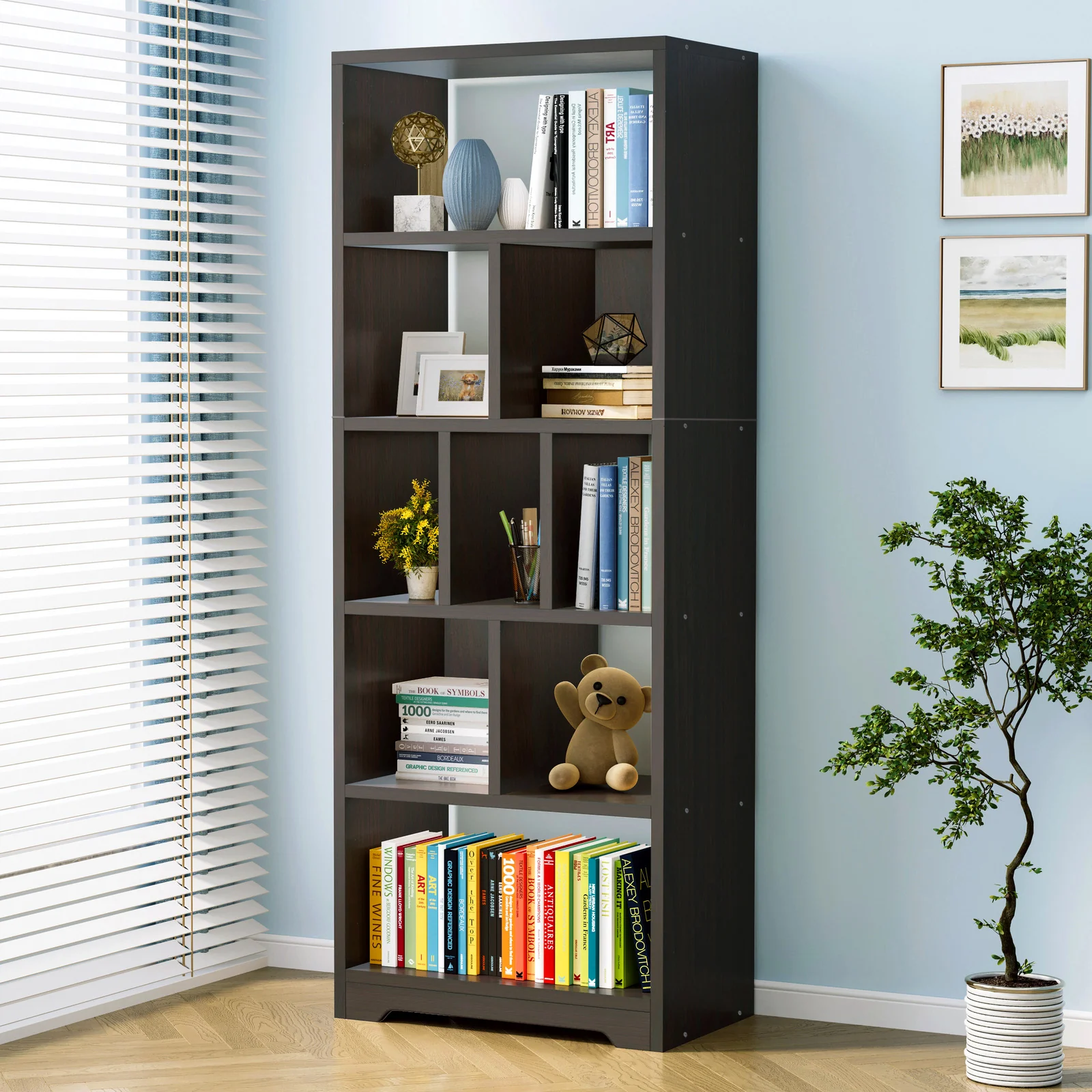 Aurora 1800mm Streamline Tall Display Shelf Bookshelf Organizer (Black Walnut) - Image 8