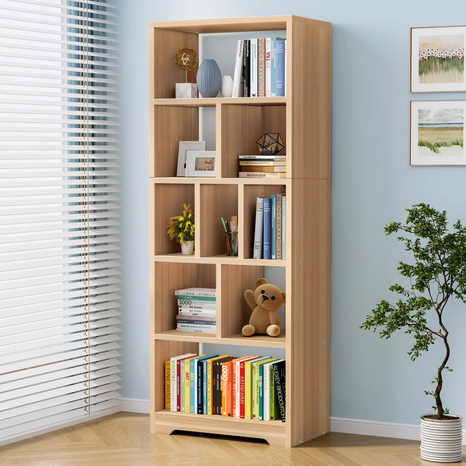Aurora 1800mm Streamline Tall Display Shelf Bookshelf Organizer (Oak) - Image 9