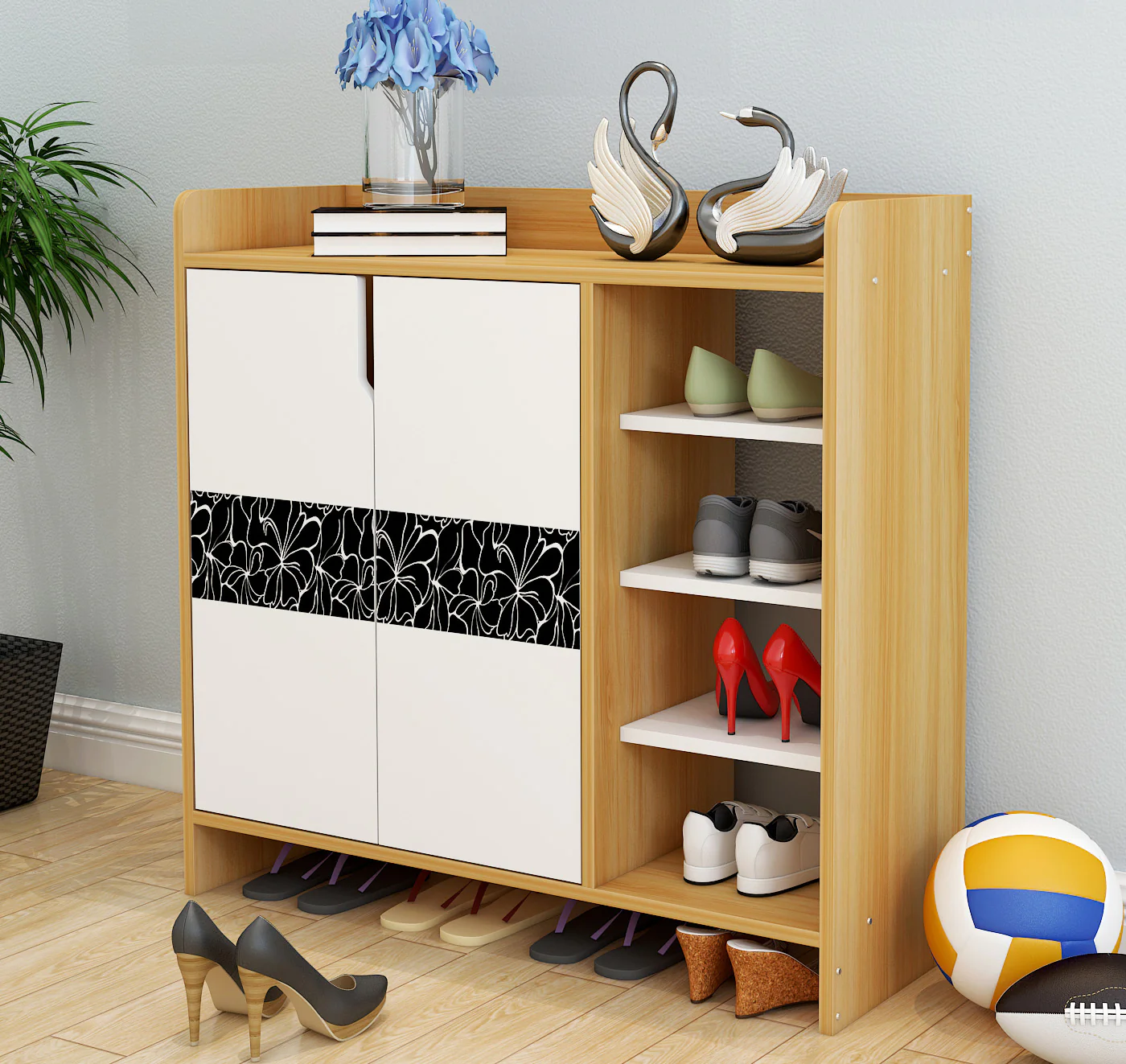 Avenue Deluxe Contemporary Wooden Shoe Storage Cabinet - Image 6