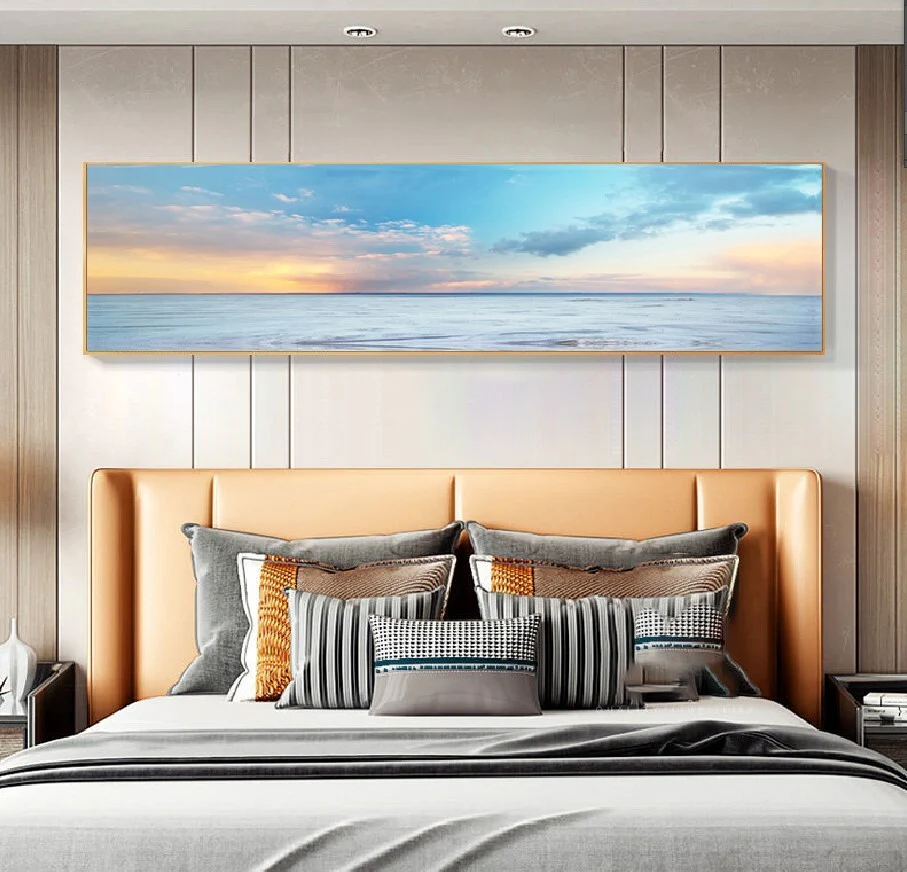 Beach Painting Framed Long Canvas Wall Art - 100cm x 30cm - Image 3