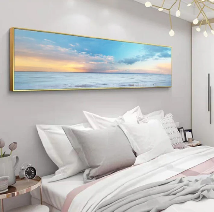 Beach Painting Framed Long Canvas Wall Art - 100cm x 30cm - Image 5