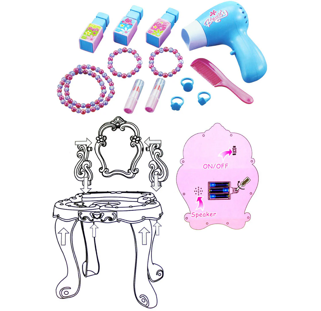 Beauty Dresser Make Up Vanity Table Play Set with Music and Light - Image 9