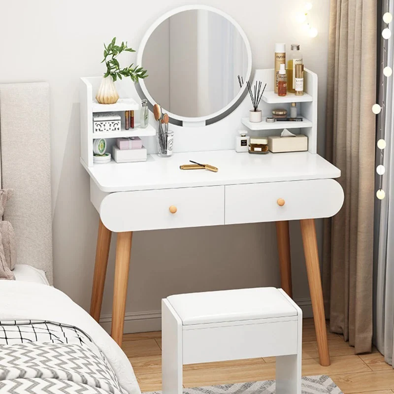 Beauty Dresser Vanity Table with Mirror, Stool and Storage Drawers Set - Image 14