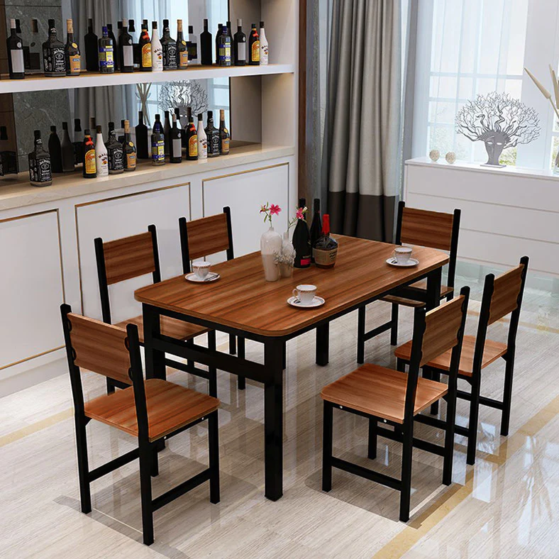 Bliss Wood & Steel Dining Table (Oak & Black) - Image 4