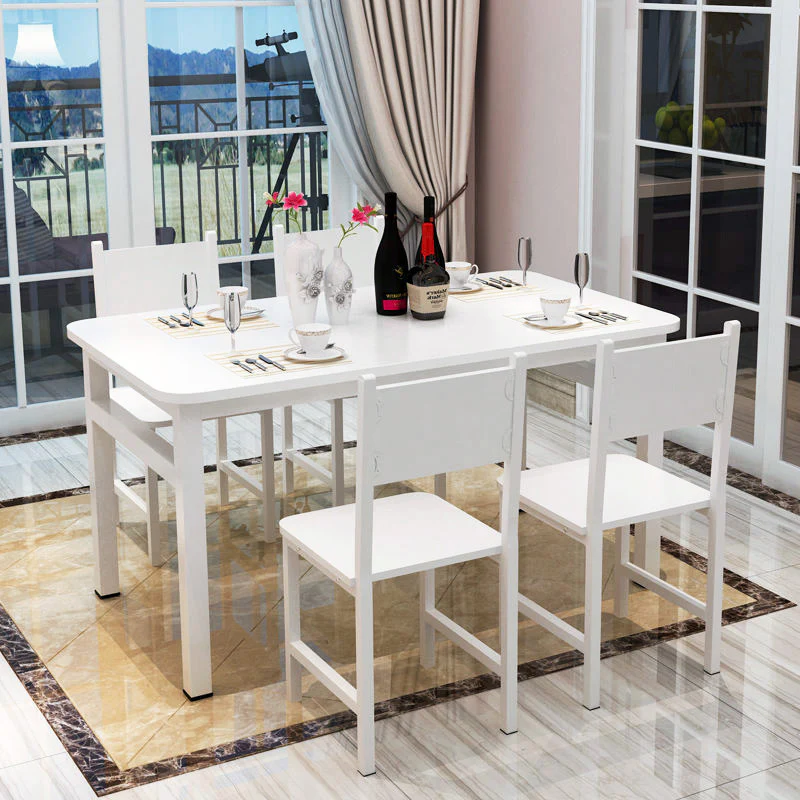 Bliss Wood & Steel Dining Table (White) - Image 4