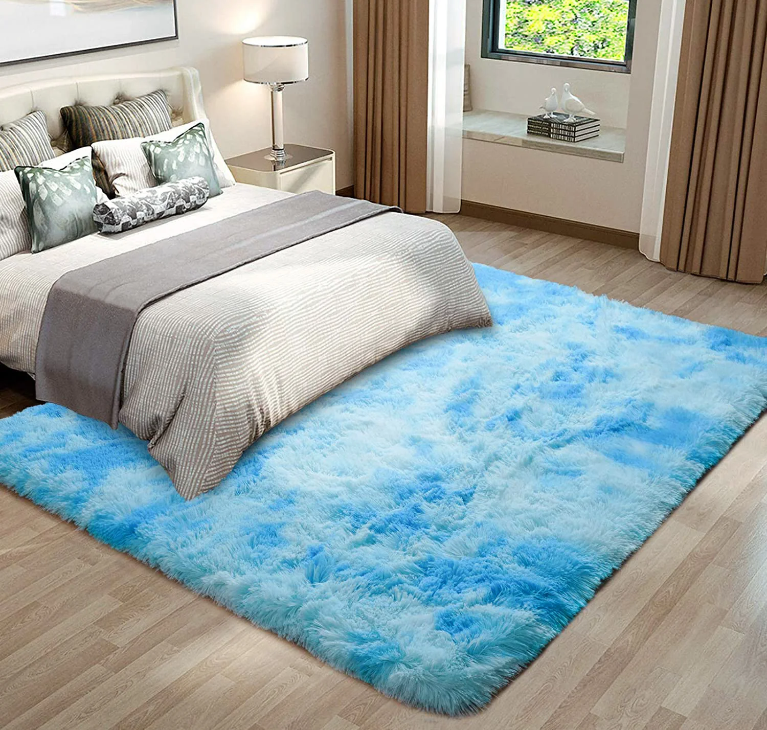 Blue Oasis Bedroom/Living Room Comfortable Shag Rug (200 x 140) - Image 2