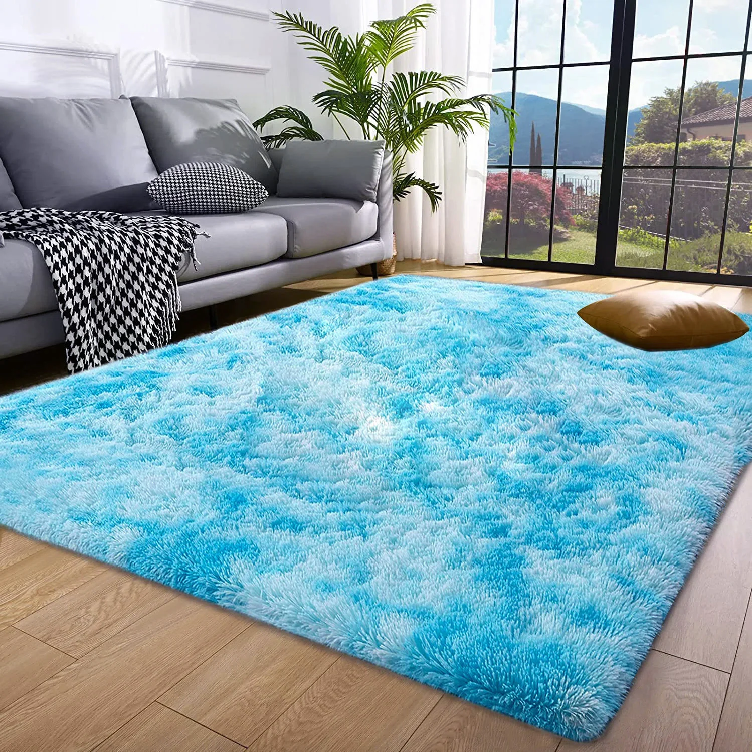 Blue Oasis Bedroom/Living Room Comfortable Shag Rug (200 x 140) - Image 4