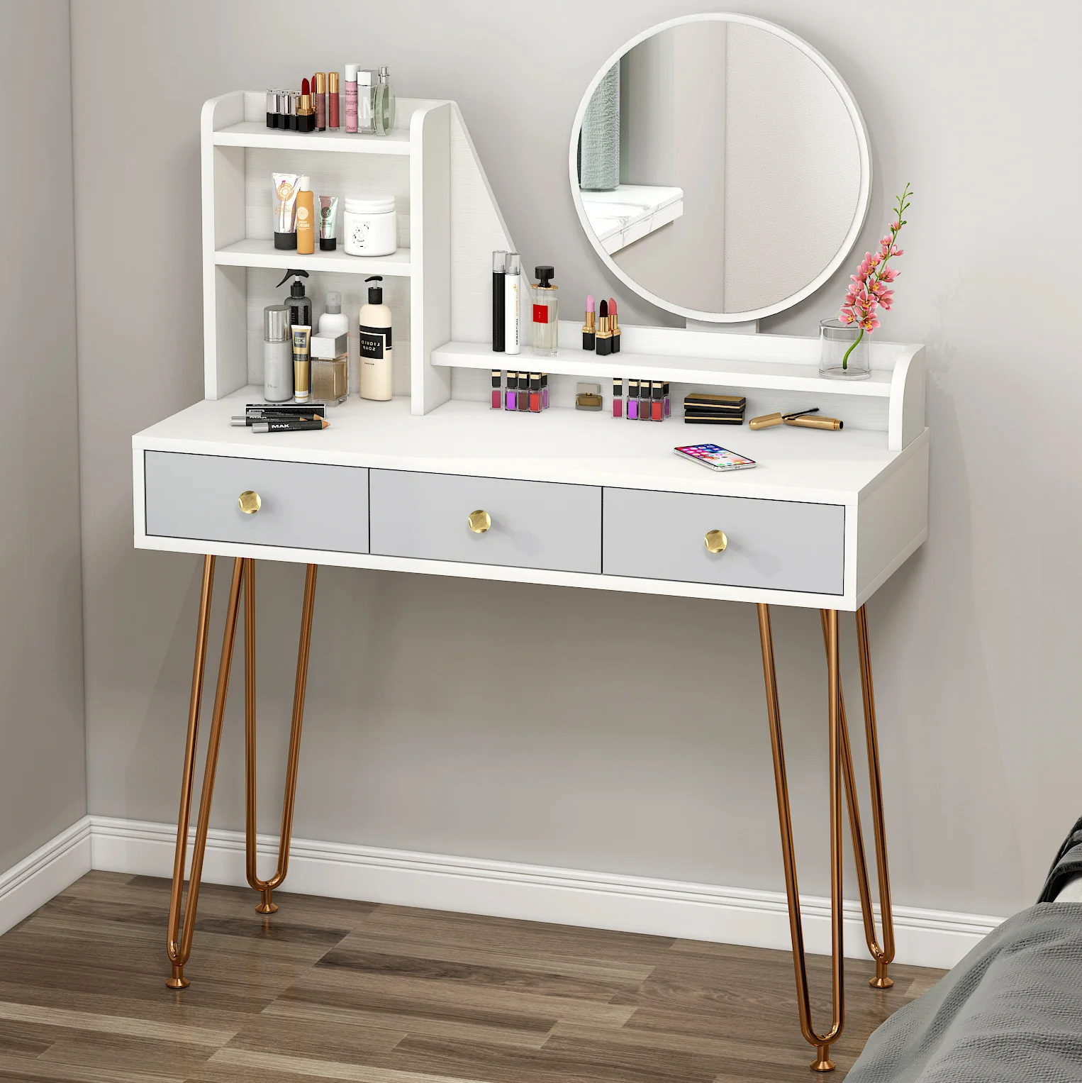 Caesar Deluxe Large Dresser Vanity Table with Mirror and Storage Drawers - Image 5