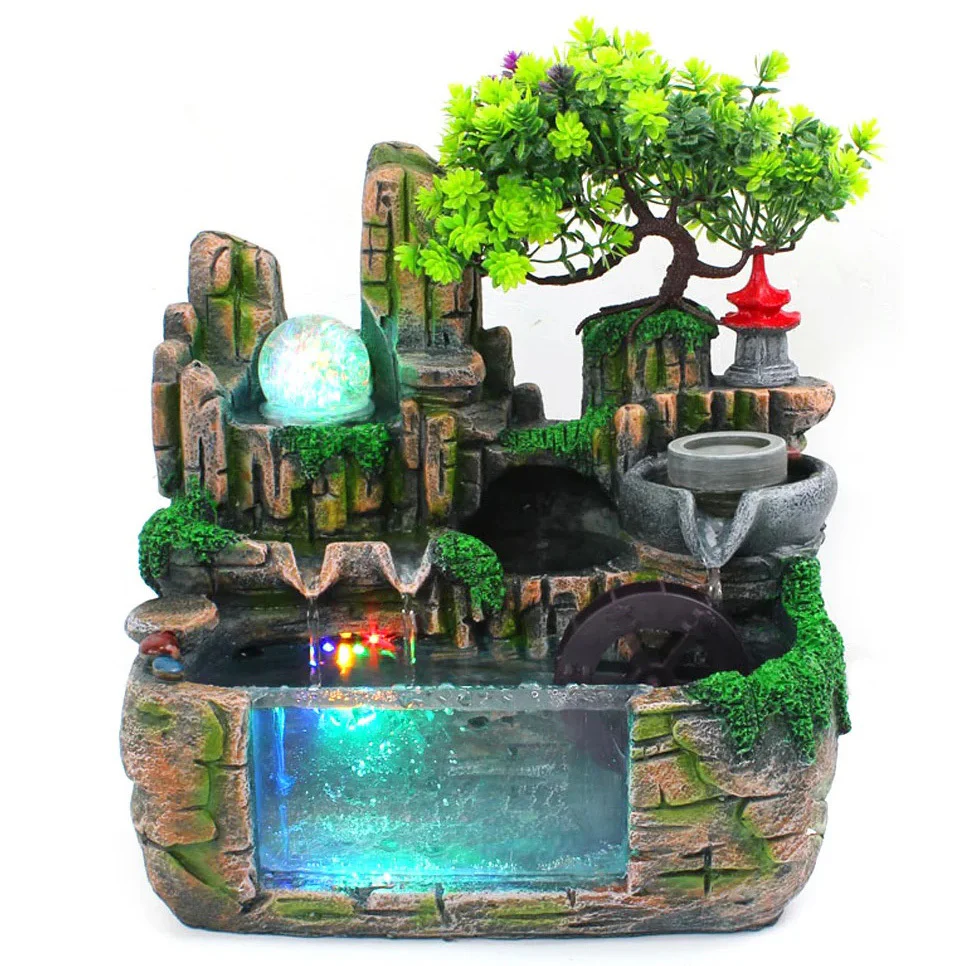 Calming Fountain Water Feature Ornament with Fish Tank - Image 14