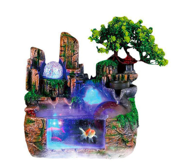 Calming Fountain Water Feature Ornament with Fish Tank - Image 4