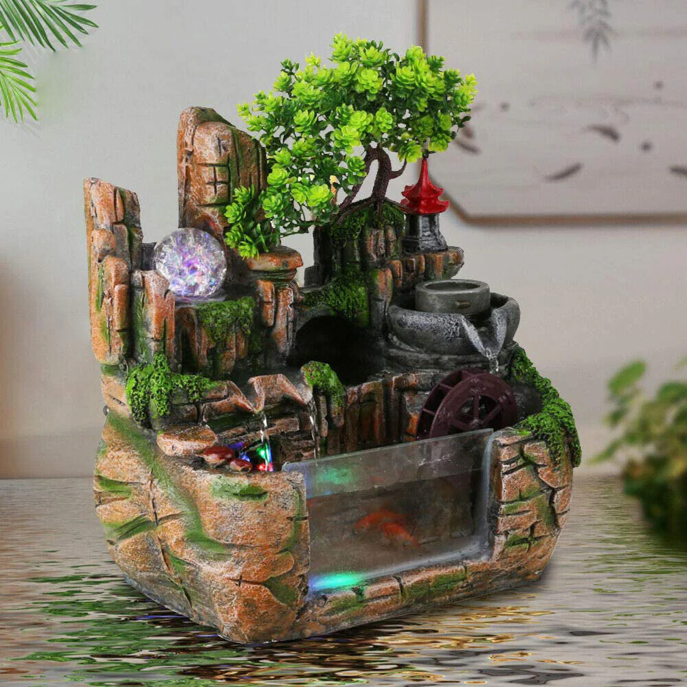 Calming Fountain Water Feature Ornament with Fish Tank - Image 5