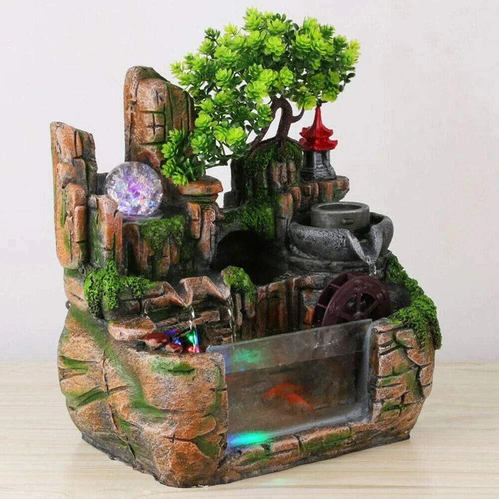 Calming Fountain Water Feature Ornament with Fish Tank - Image 8