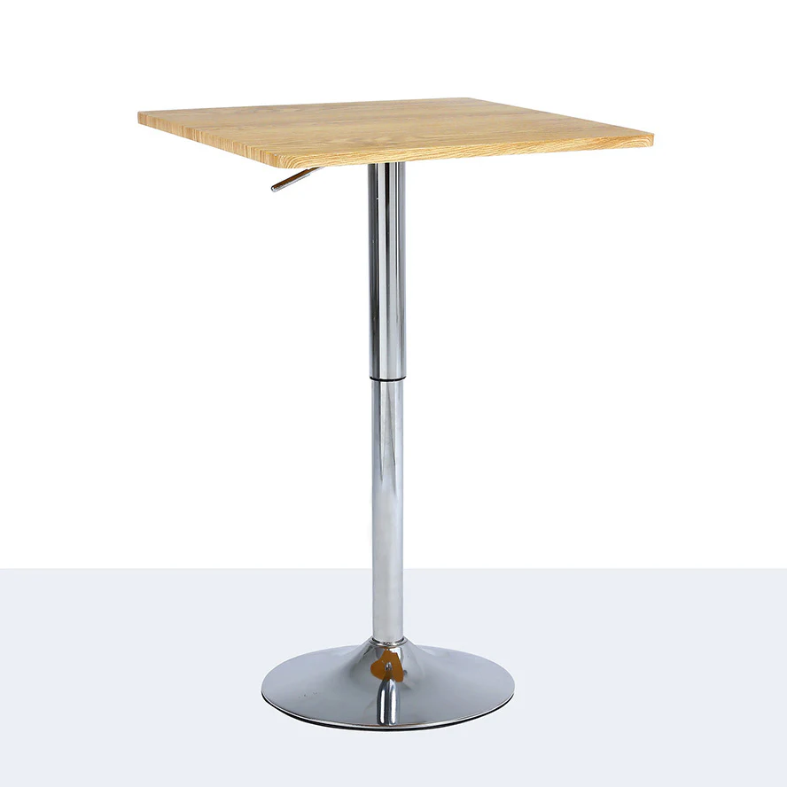 Century Designer Bar Table Height Adjustable with Gas Lift (Oak/Stainless Steel) - Image 9
