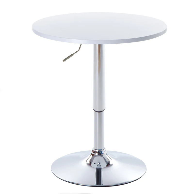 Century Designer Round Bar Table Height Adjustable with Gas Lift (White/Stainless Steel) - Image 14