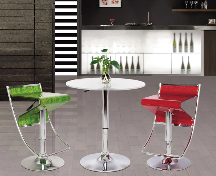 Century Designer Round Bar Table Height Adjustable with Gas Lift (White/Stainless Steel) - Image 15