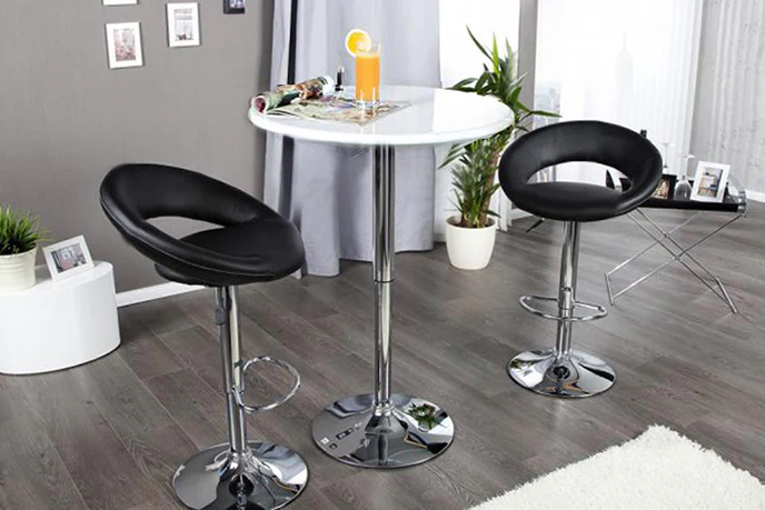 Century Designer Round Bar Table Height Adjustable with Gas Lift (White/Stainless Steel) - Image 18
