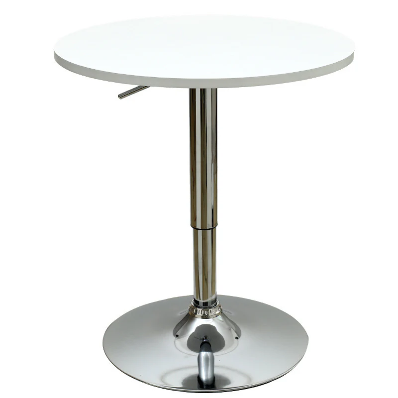Century Designer Round Bar Table Height Adjustable with Gas Lift (White/Stainless Steel) - Image 19