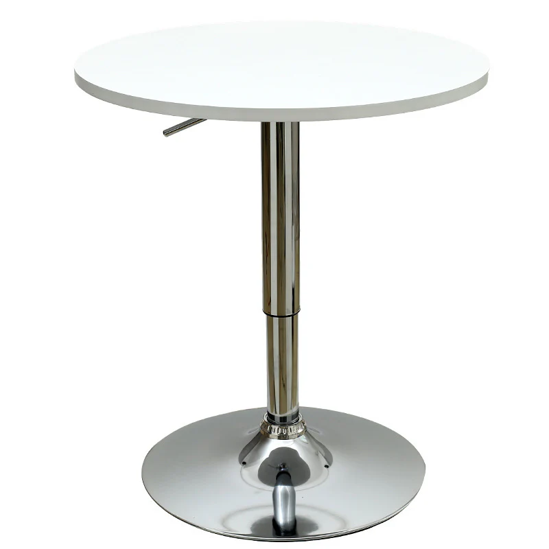 Century Designer Round Bar Table Height Adjustable with Gas Lift (White/Stainless Steel) - Image 20