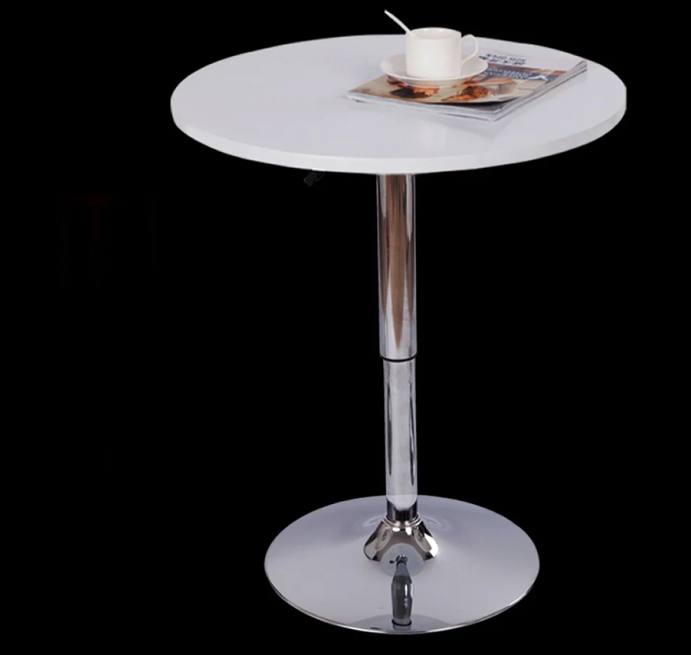 Century Designer Round Bar Table Height Adjustable with Gas Lift (White/Stainless Steel) - Image 6