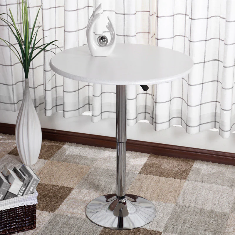 Century Designer Round Bar Table Height Adjustable with Gas Lift (White/Stainless Steel) - Image 8