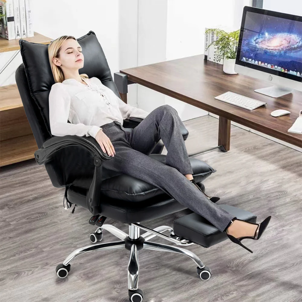 Chieftain Deluxe Plush Executive Reclining Office Chair with Foot Rest (Black) - Image 2