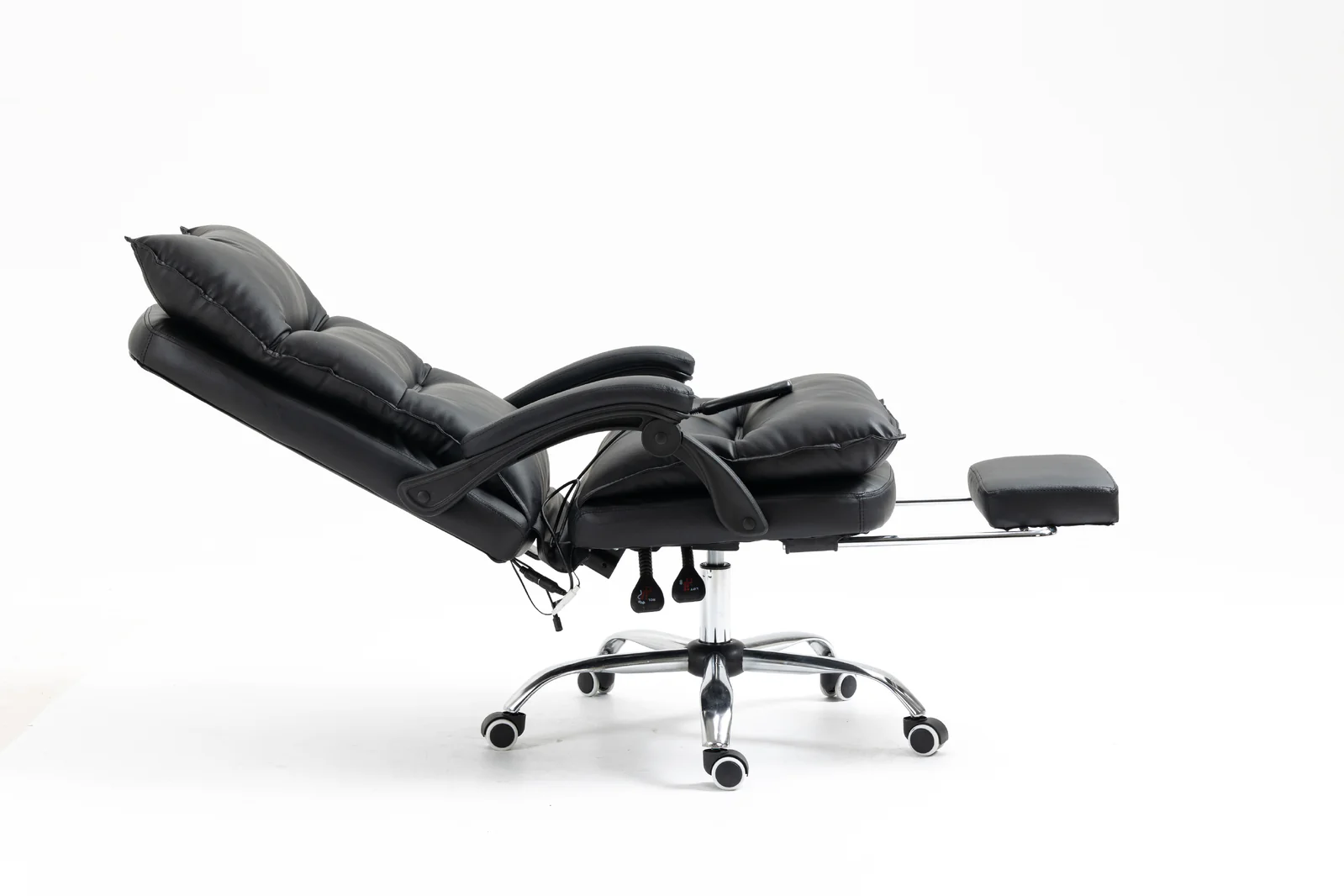 Chieftain Deluxe Plush Executive Reclining Office Chair with Foot Rest & Massager (Black) - Image 16