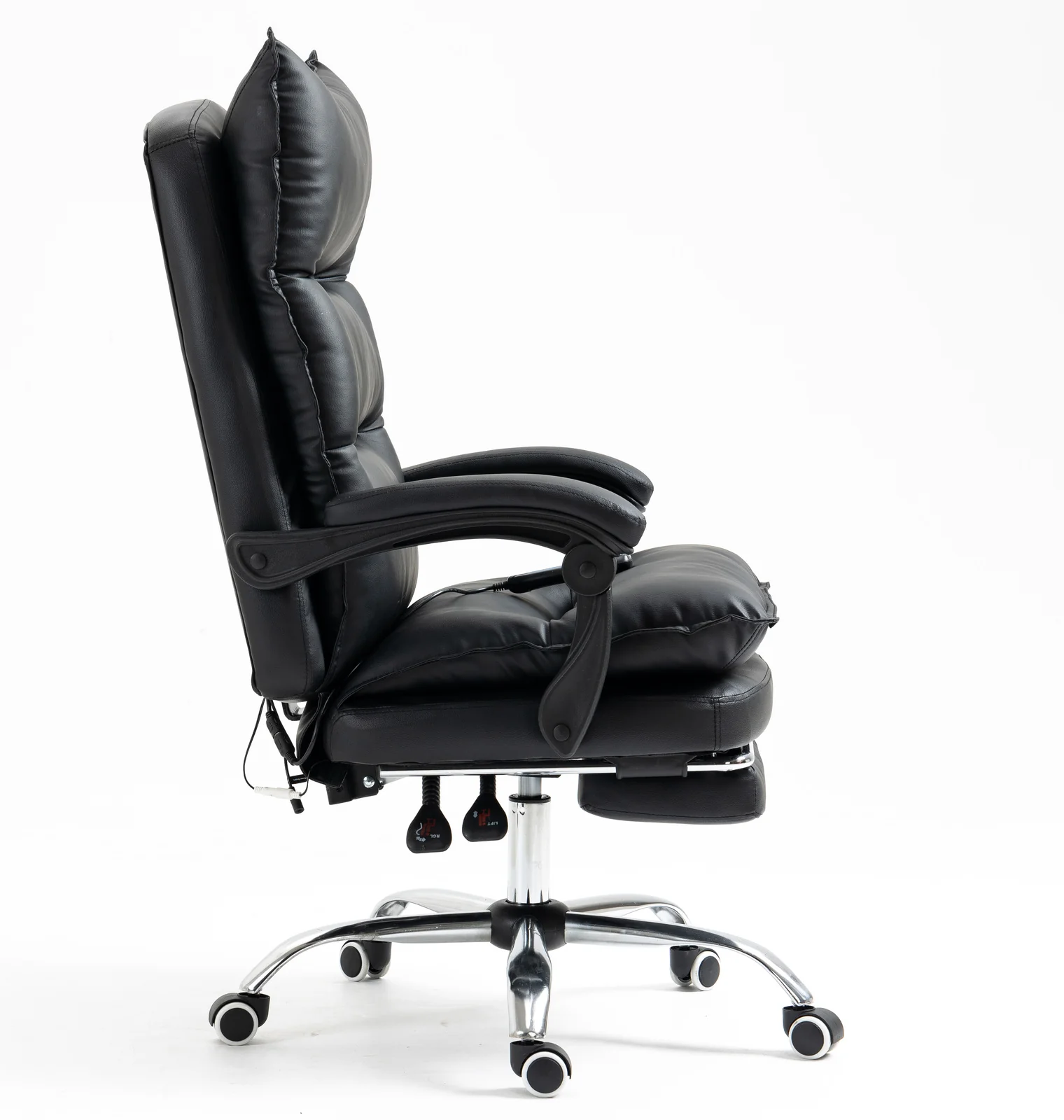 Chieftain Deluxe Plush Executive Reclining Office Chair with Foot Rest & Massager (Black) - Image 17