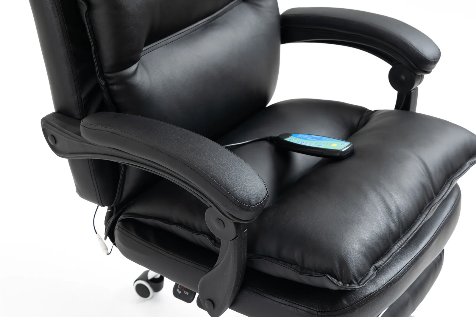 Chieftain Deluxe Plush Executive Reclining Office Chair with Foot Rest & Massager (Black) - Image 5
