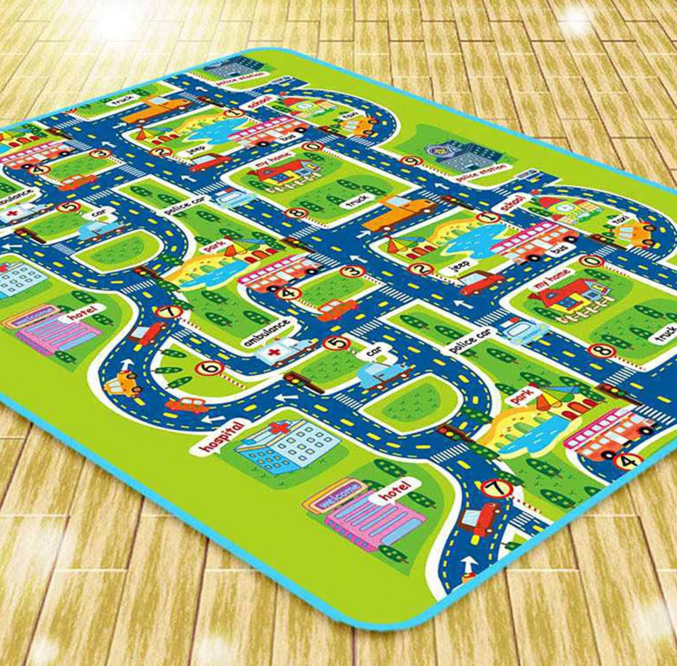 City Road Map Baby Kids Play Mat Interactive Picnic Rug - Image 3