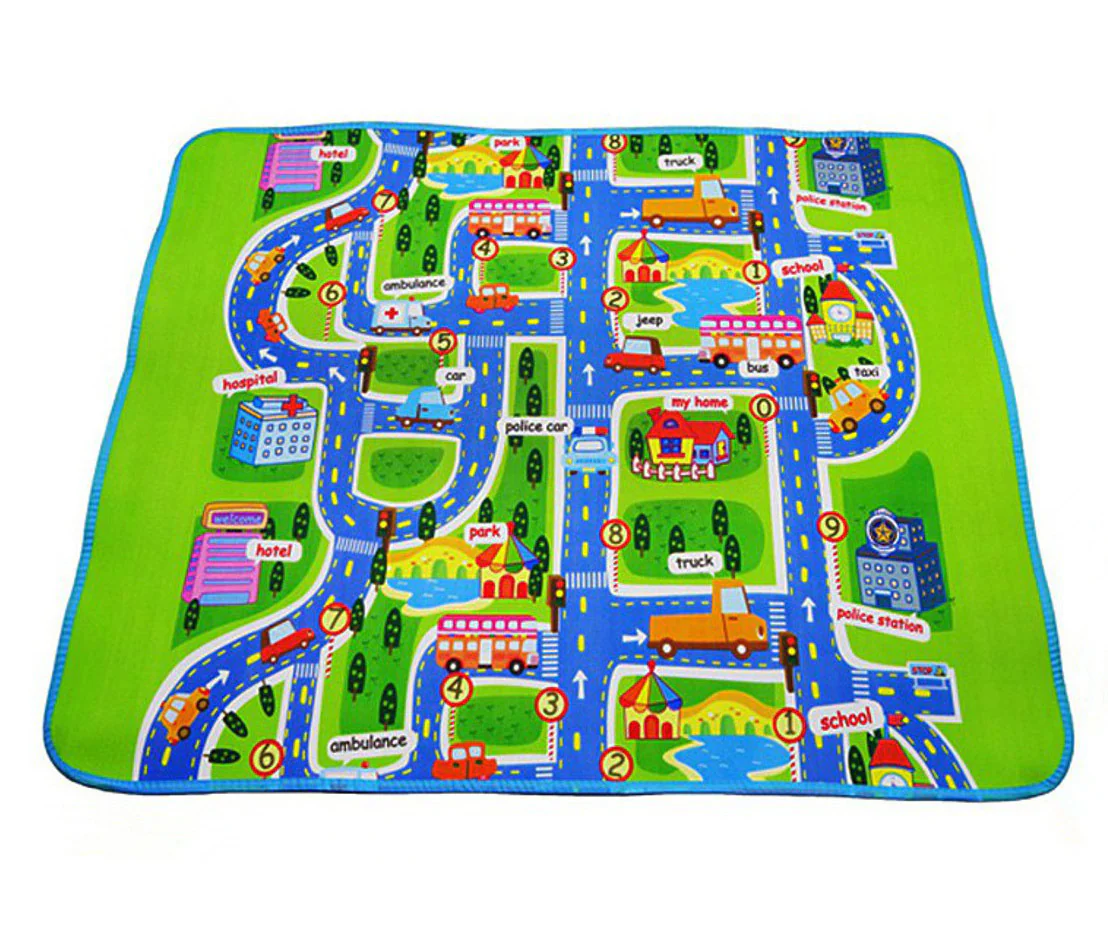 City Road Map Baby Kids Play Mat Interactive Picnic Rug - Image 6