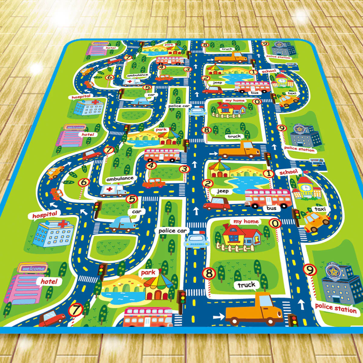 City Road Map Baby Kids Play Mat Interactive Picnic Rug - Image 7