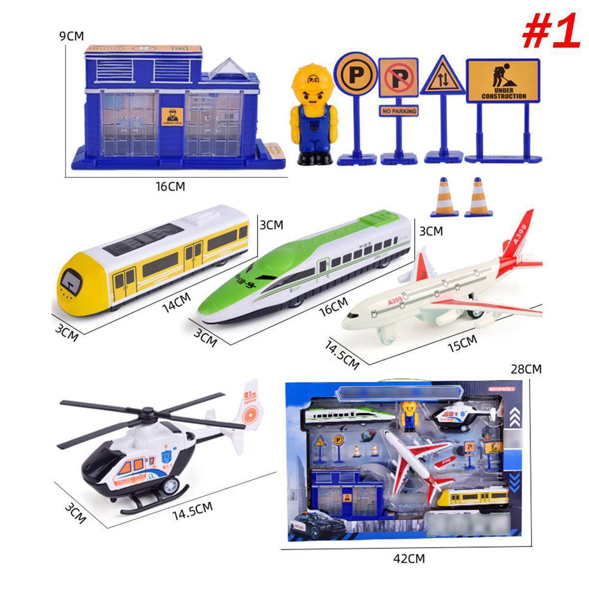 City Transport Car Plane Bus Train Helicopter Kids Toy Set