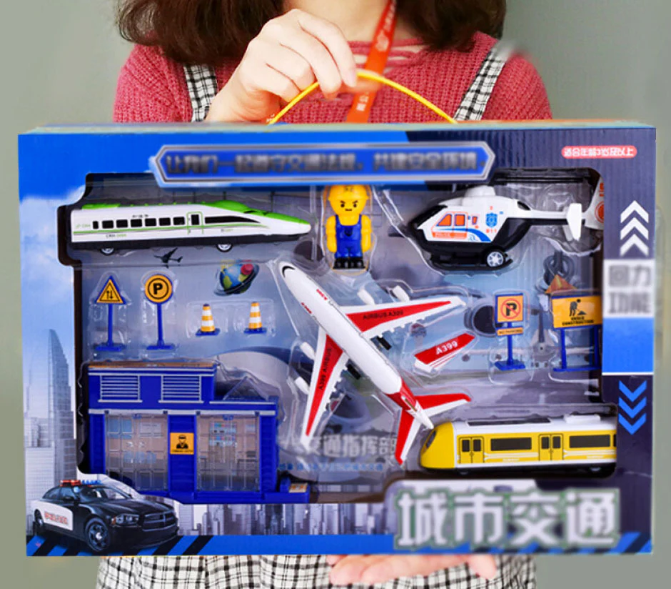 City Transport Car Plane Bus Train Helicopter Kids Toy Set - Image 2