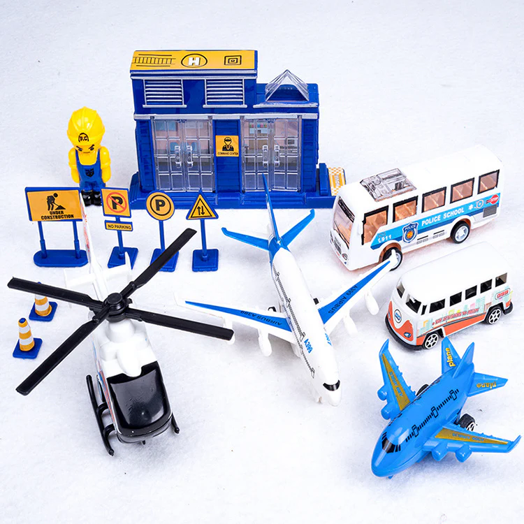 City Transport Car Plane Bus Train Helicopter Kids Toy Set - Image 6