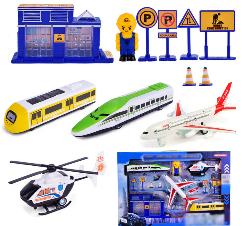 City Transport Car Plane Bus Train Helicopter Kids Toy Set - Image 8
