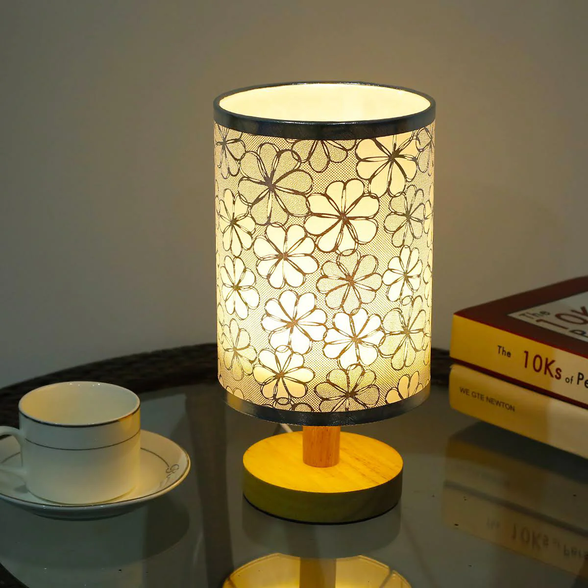 Classic Floral Wooden LED Decorative Table Lamp Night Light - Image 2