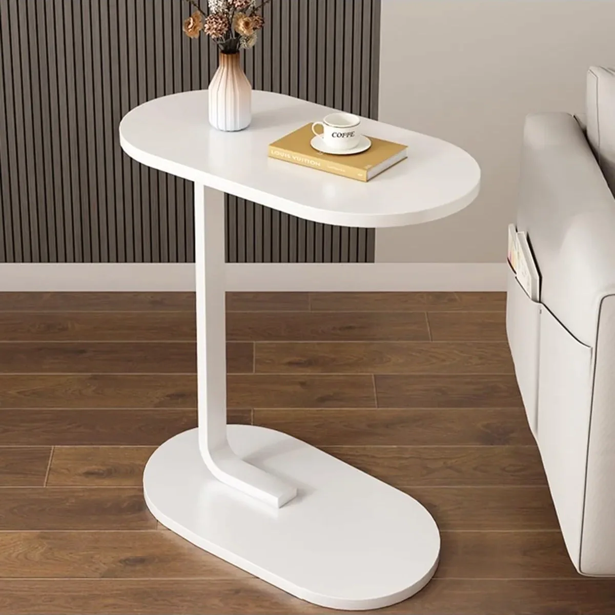 Cogency Sofa Bed Side Table Laptop Desk Accent Coffee Stand (White) - Image 4