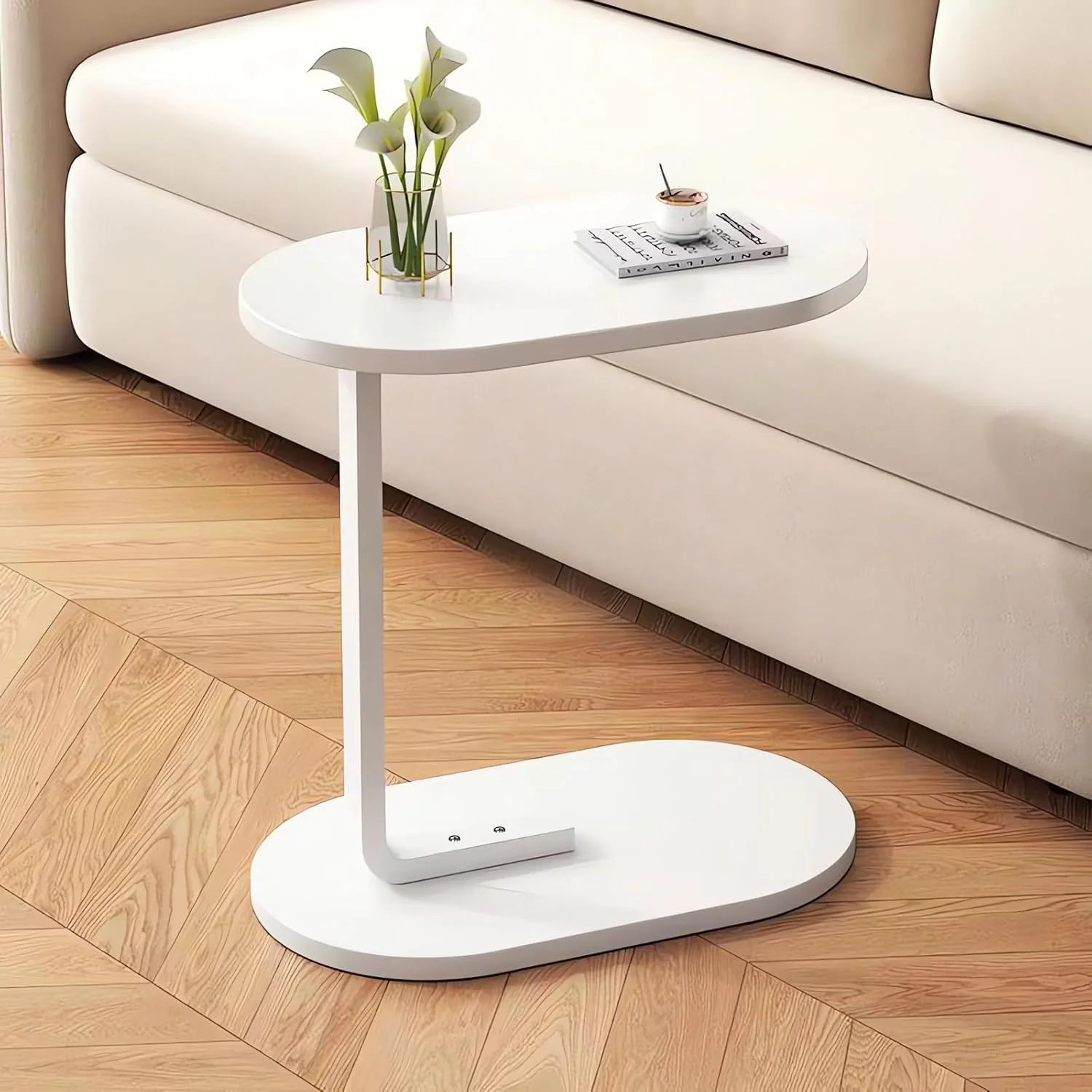 Cogency Sofa Bed Side Table Laptop Desk Accent Coffee Stand (White) - Image 6