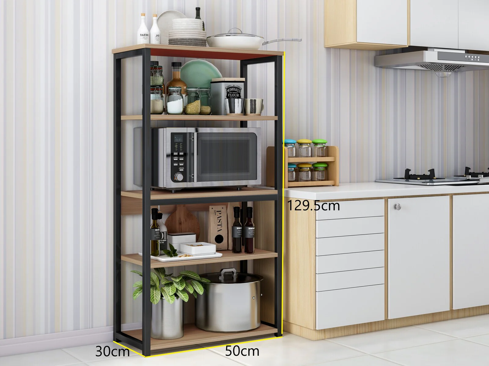 Continental Kitchen Organiser Rack Storage Shelf (Oak) - Image 5