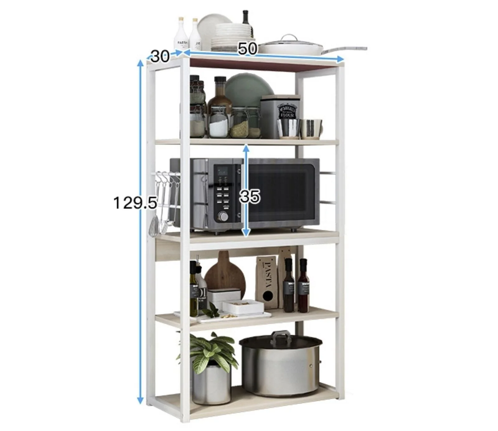 Continental Kitchen Organiser Rack Storage Shelf (White Oak) - Image 3