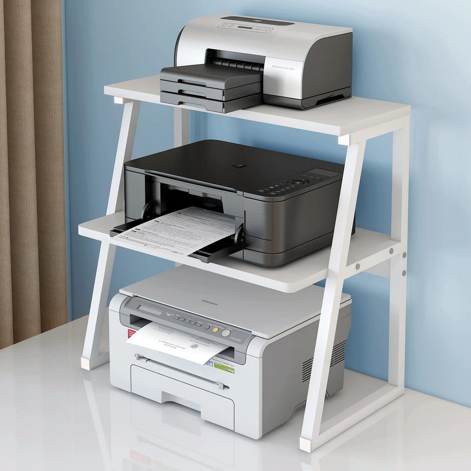 Cosmic 3-Tier Desk Hutch Storage Shelf Unit Office Organizer (White) - Image 4