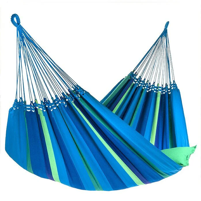 Cotton Hammock with Bag (Blue & Green Stripes) - Image 4