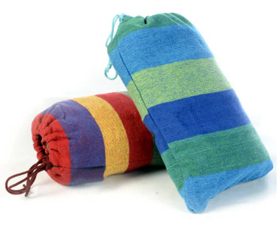 Cotton Hammock with Bag (Blue & Green Stripes) - Image 7
