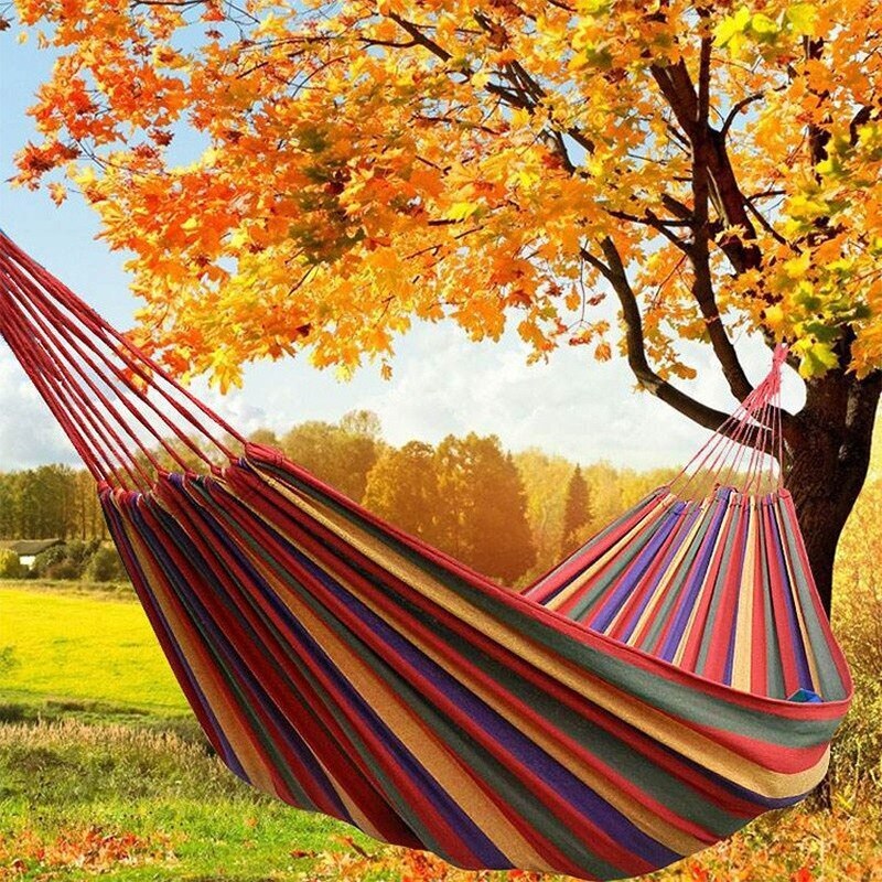Cotton Hammock with Bag (Red Stripes) - Image 2