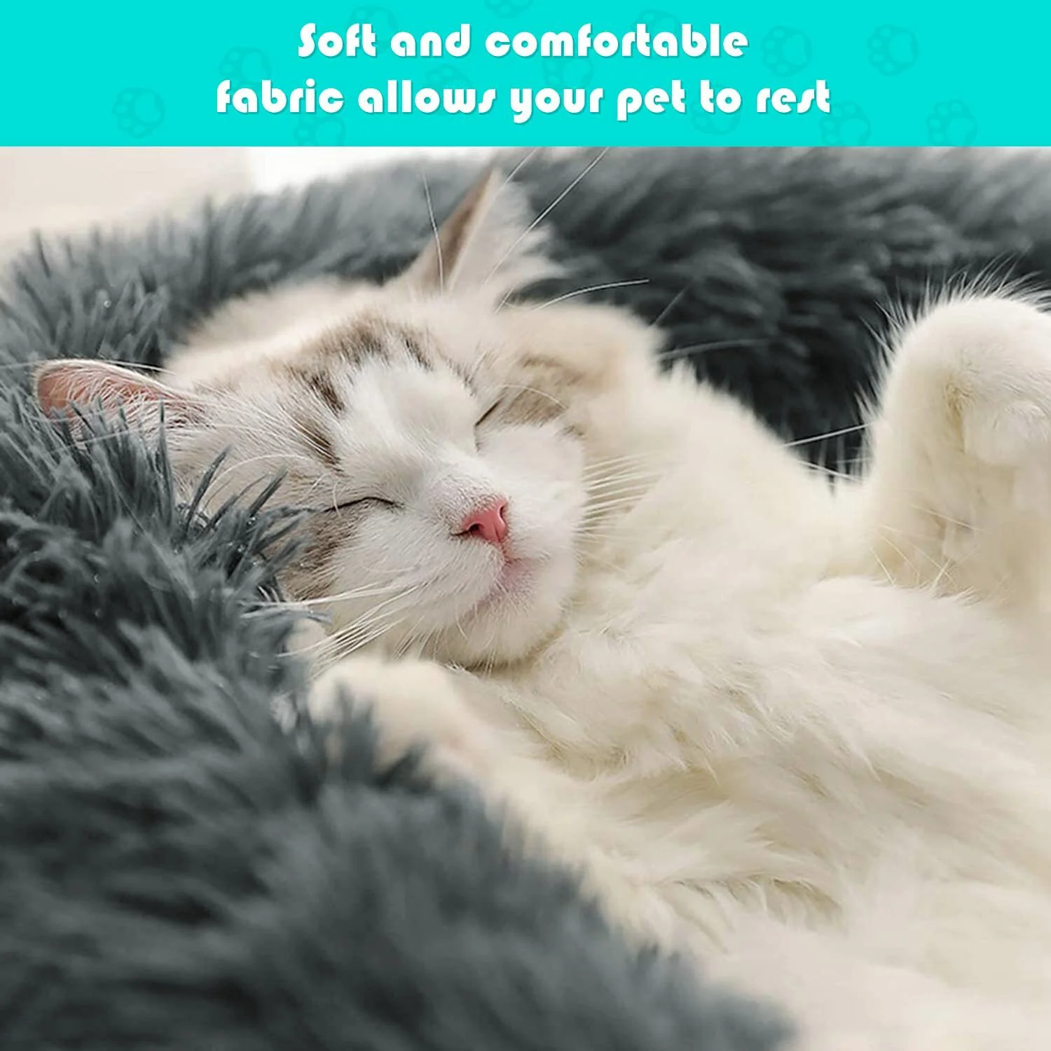 Cozy Plush Soft Fluffy Pet Bed Dog Cat Bed (Dark Grey, 40cm) - Image 3