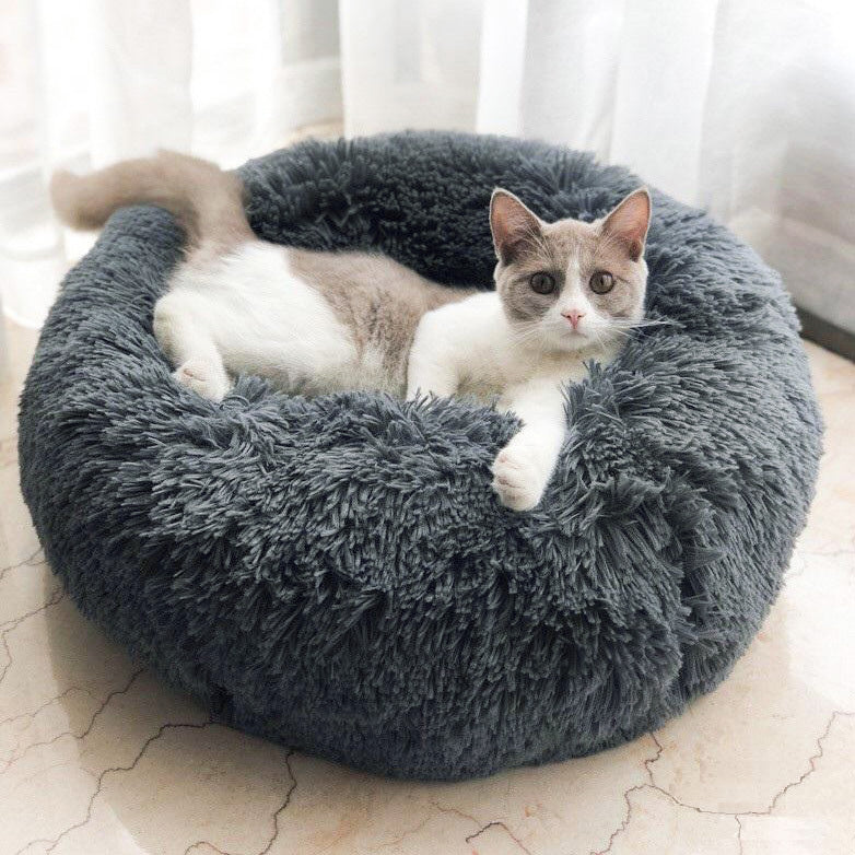 Cozy Plush Soft Fluffy Pet Bed Dog Cat Bed (Dark Grey, 40cm) - Image 8