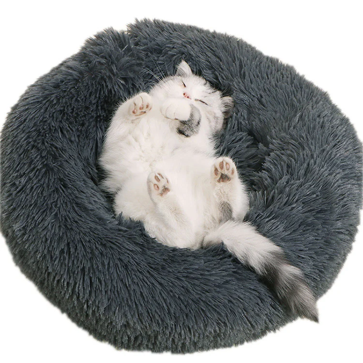 Cozy Plush Soft Fluffy Pet Bed Dog Cat Bed (Dark Grey, 50cm) - Image 5