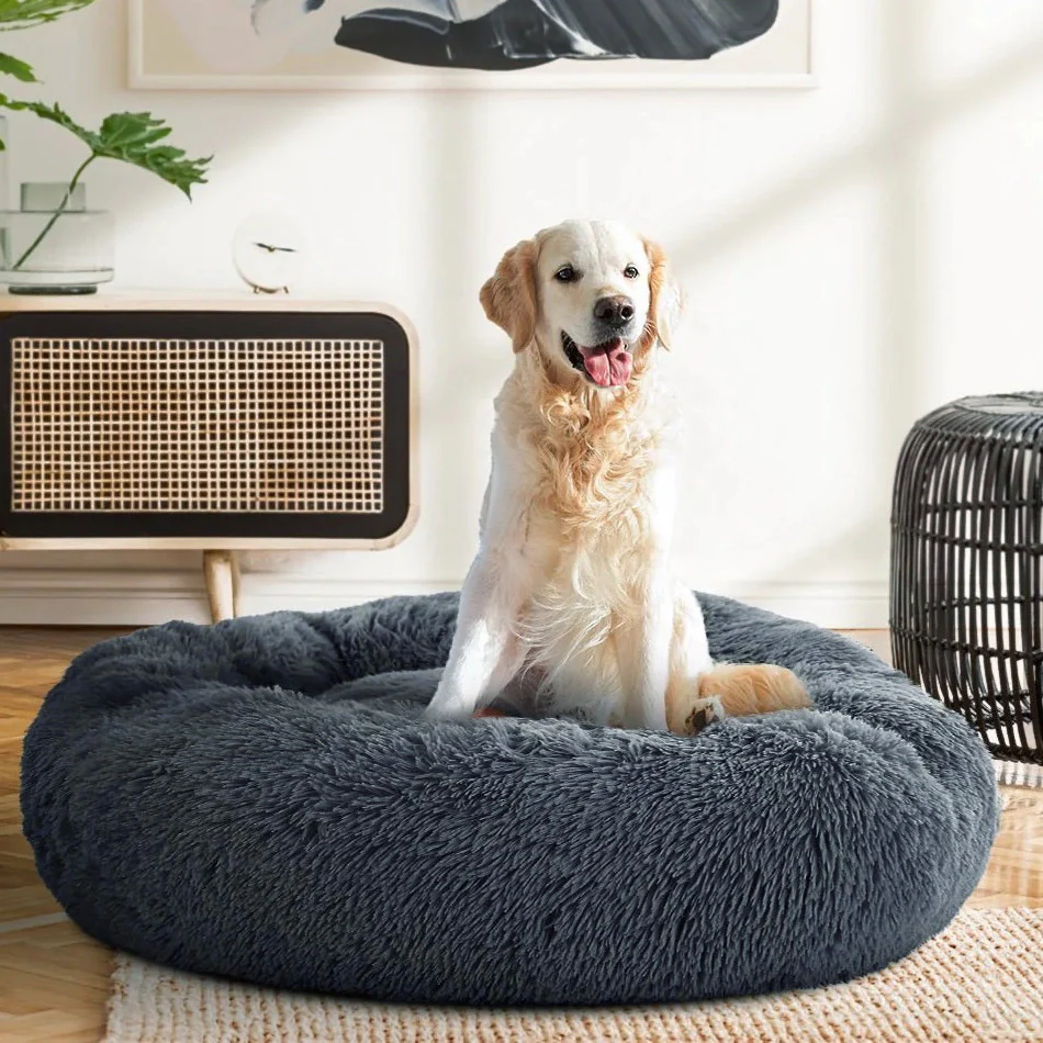 Cozy Plush Soft Fluffy Pet Bed Dog Cat Bed (Dark Grey, 60cm) - Image 8