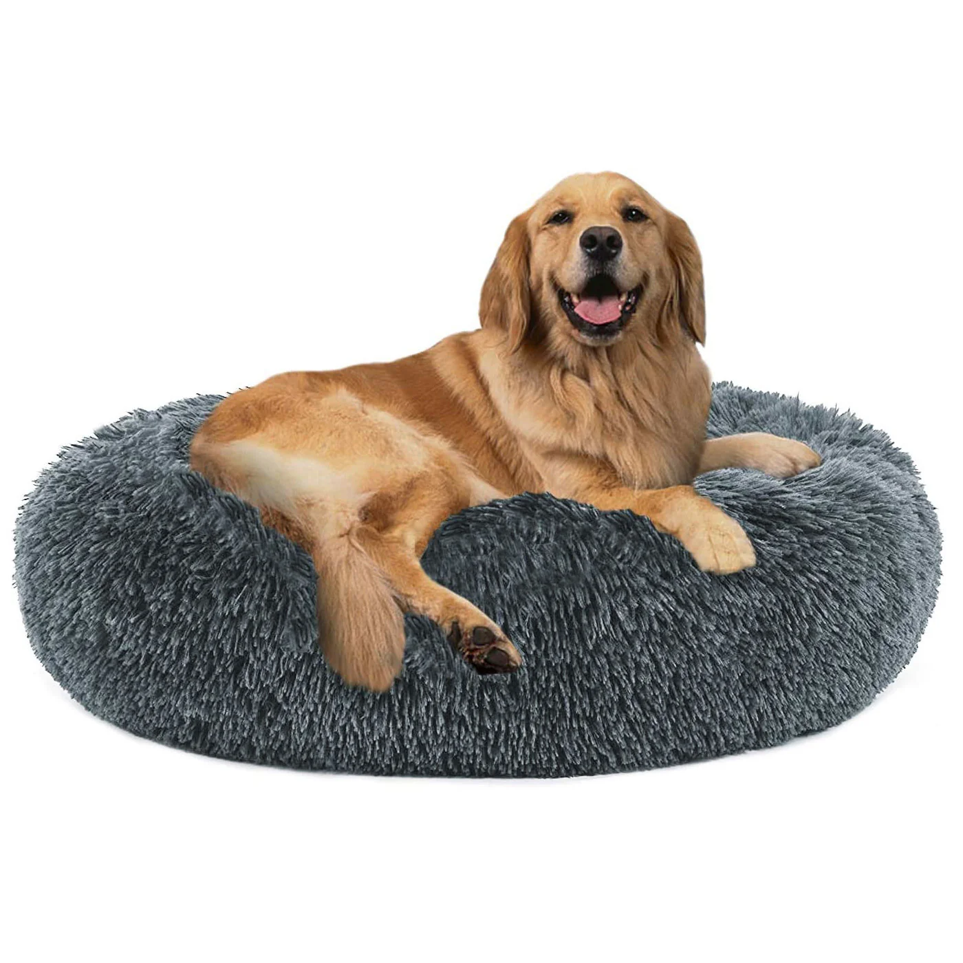 Cozy Plush Soft Fluffy Pet Bed Dog Cat Bed (Dark Grey, 70cm) - Image 4