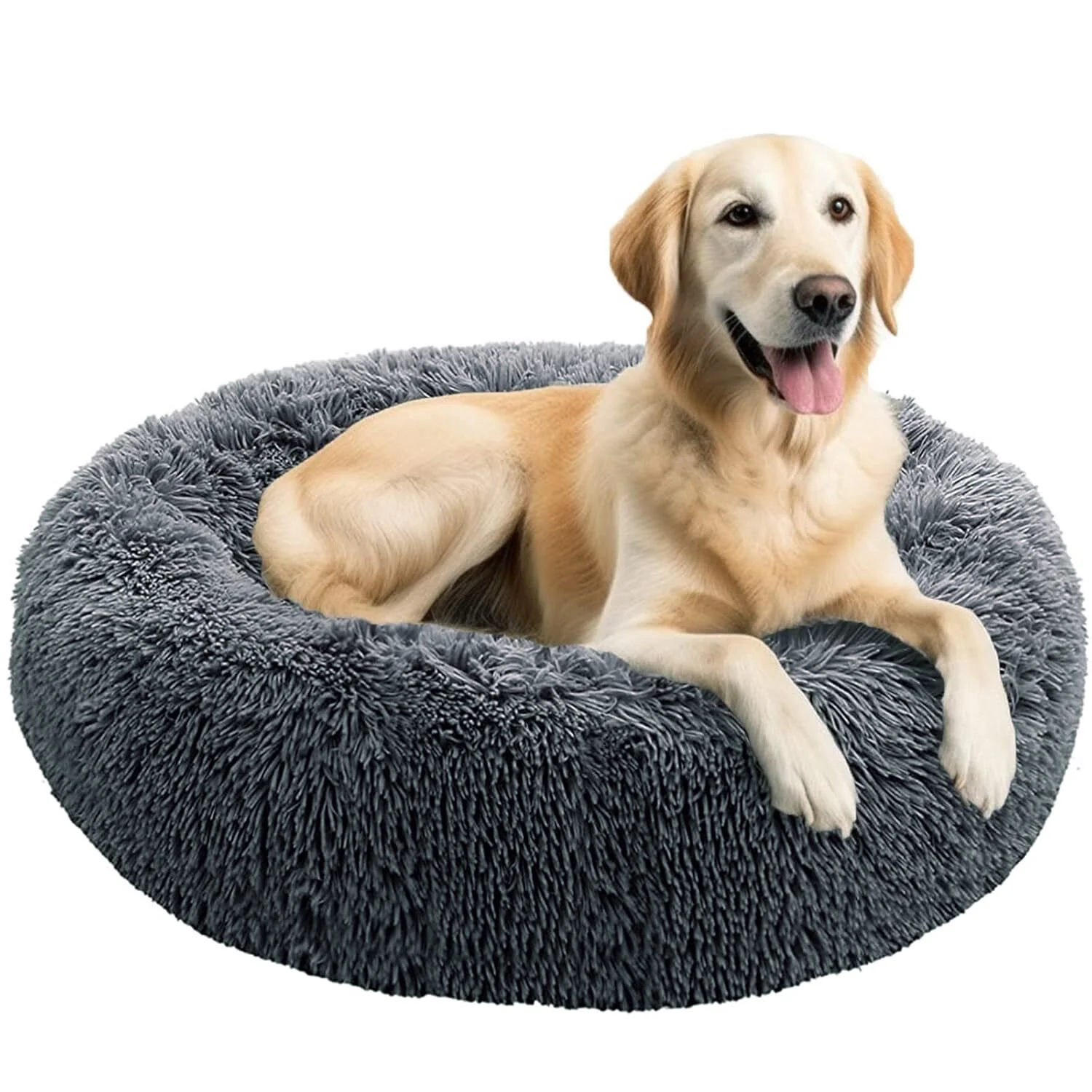 Cozy Plush Soft Fluffy Pet Bed Dog Cat Bed (Dark Grey, 70cm) - Image 9